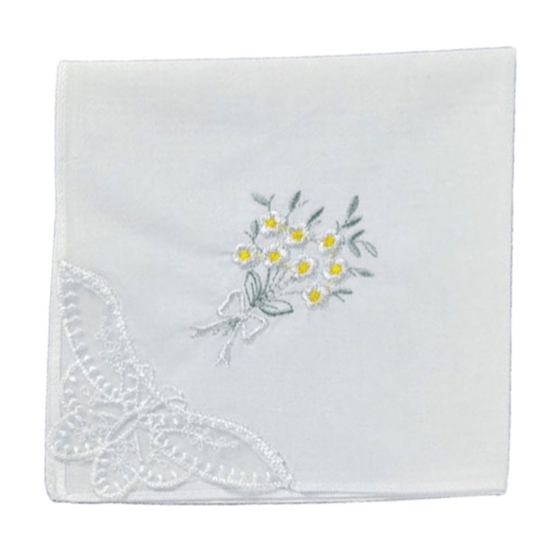 Monogrammed Handkerchief - Khăn tay thêu hoa màu có