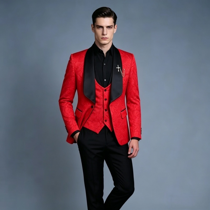 Men Formal Wear Pink - Men's Pink & White Slim Fit