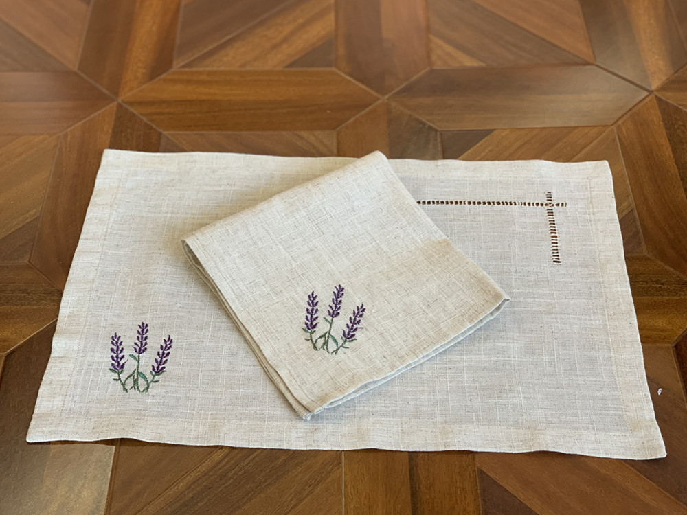 Monogrammed Handkerchief - [[Camellia Casa] Hemstitch Poly + Lanh