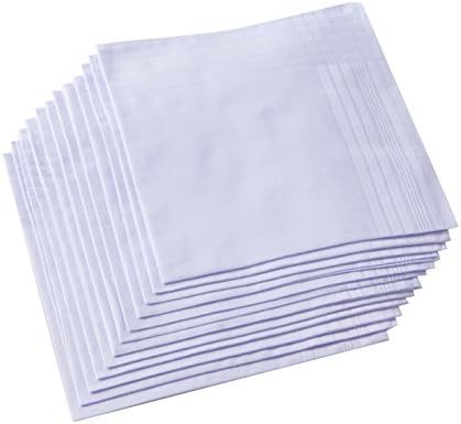 Monogrammed Handkerchief - Men's Pure White 100% Cotton Handkerchief