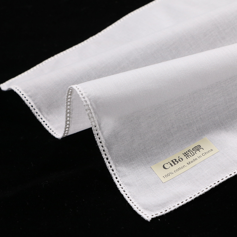 Monogrammed Handkerchief - C005 White Cotton 10Pieces Lace Handkerchiefs