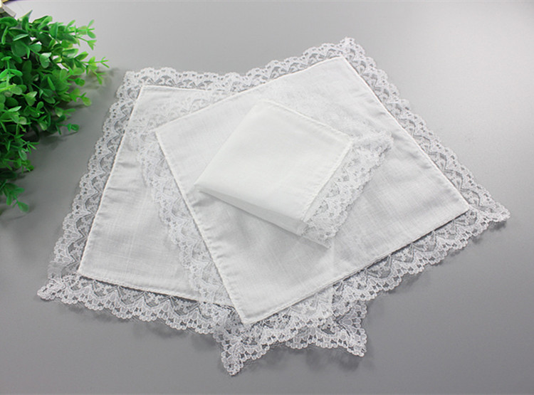 Monogrammed Handkerchief - 20 cái/lốc Cá Nhân trắng ren