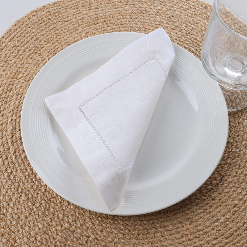 Monogrammed Handkerchief - Set of 50 White Linen Hemstitched