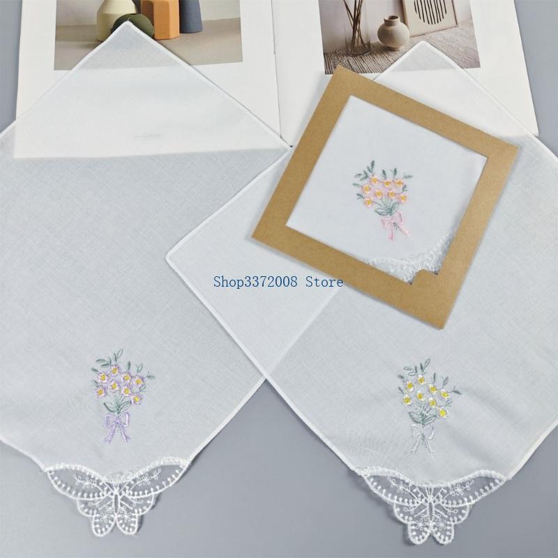 Khăn tay thêu hoa màu có viền  - đánh giá và giá Monogrammed Handkerchief