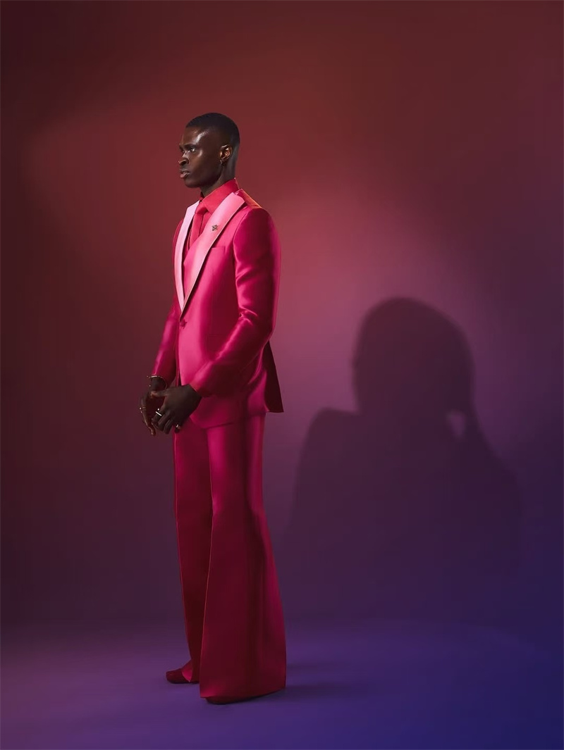 Pink Red Men Suit Set 2 Piece  - đánh giá và giá Men Formal Wear Pink