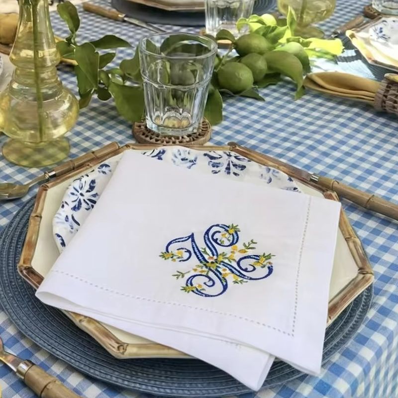 New Arrival 100% Pure Linen Le - đánh giá và giá Monogrammed Handkerchief
