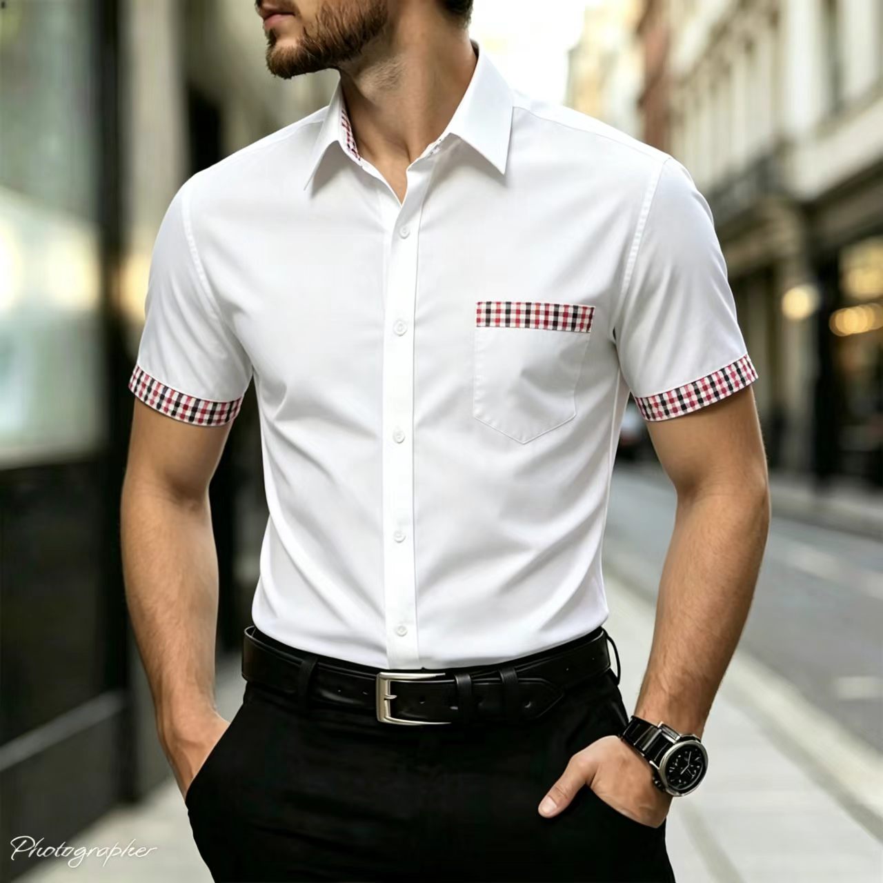 Men's short sleeved shirt with - đánh giá và giá Men Formal Office Wear Shirts
