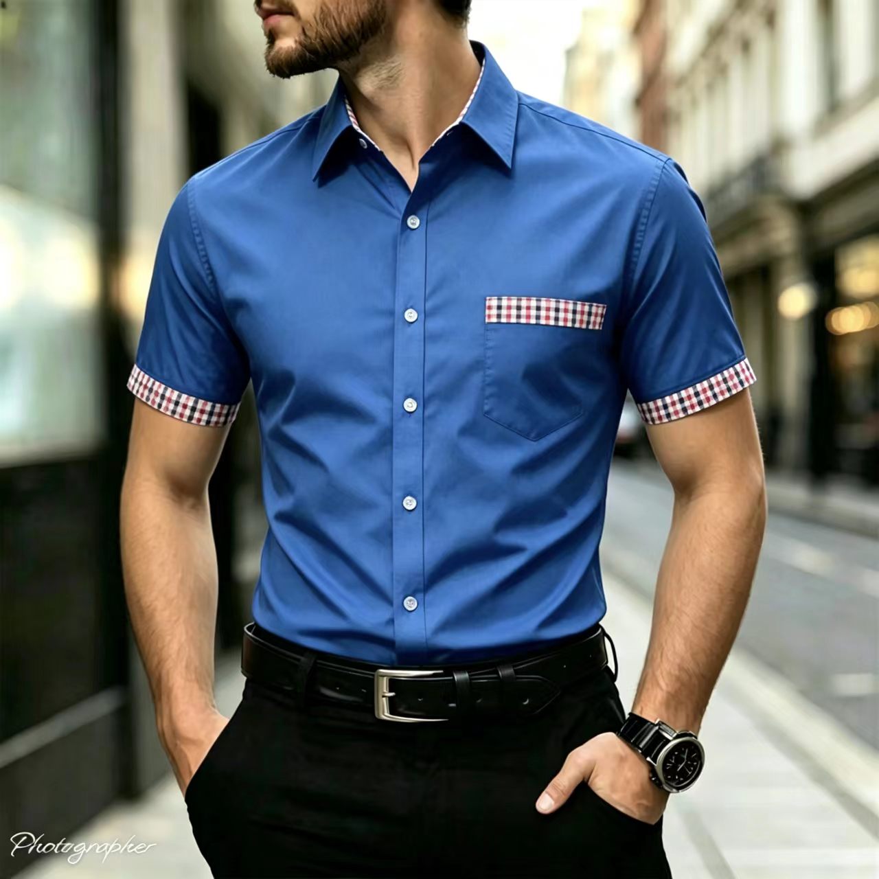 Men's short sleeved shirt with - đánh giá và giá Men Formal Office Wear Shirts