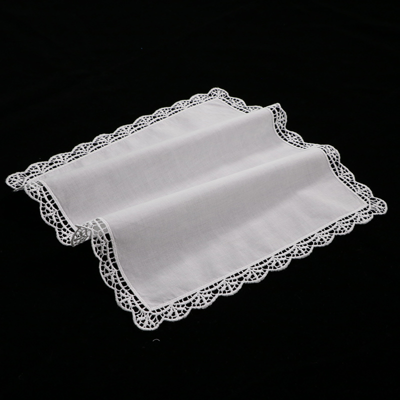 D003: Trắng cao cấp cotton ren - đánh giá và giá Monogrammed Handkerchief