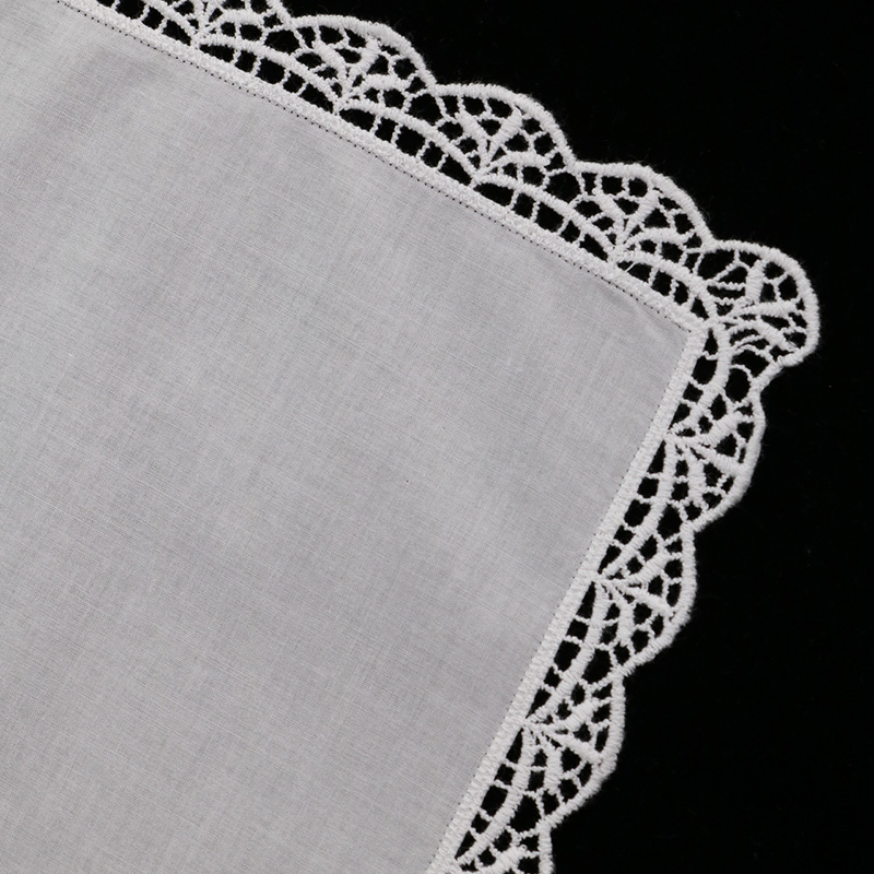 D003: Trắng cao cấp cotton ren - đánh giá và giá Monogrammed Handkerchief