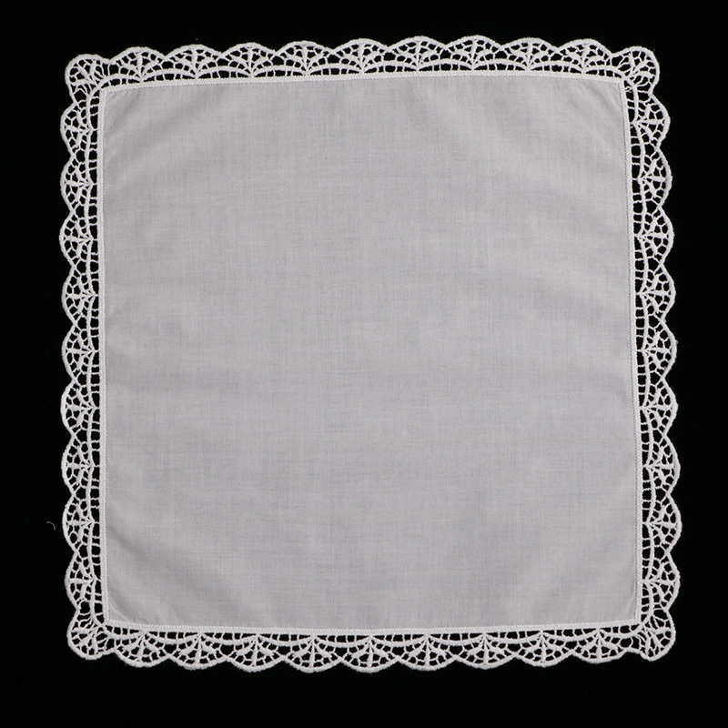 D003: Trắng cao cấp cotton ren - đánh giá và giá Monogrammed Handkerchief