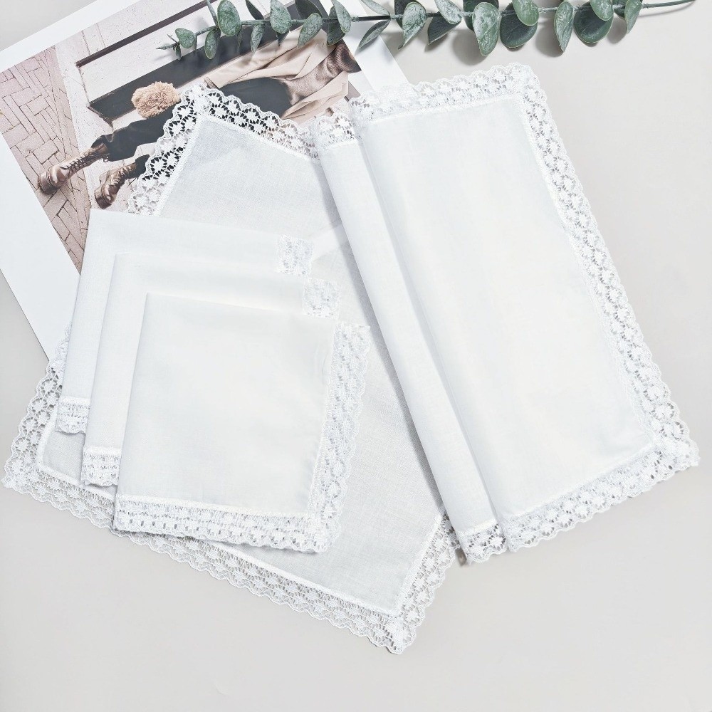 6Pcs New Pure White Lace Handk - đánh giá và giá Monogrammed Handkerchief