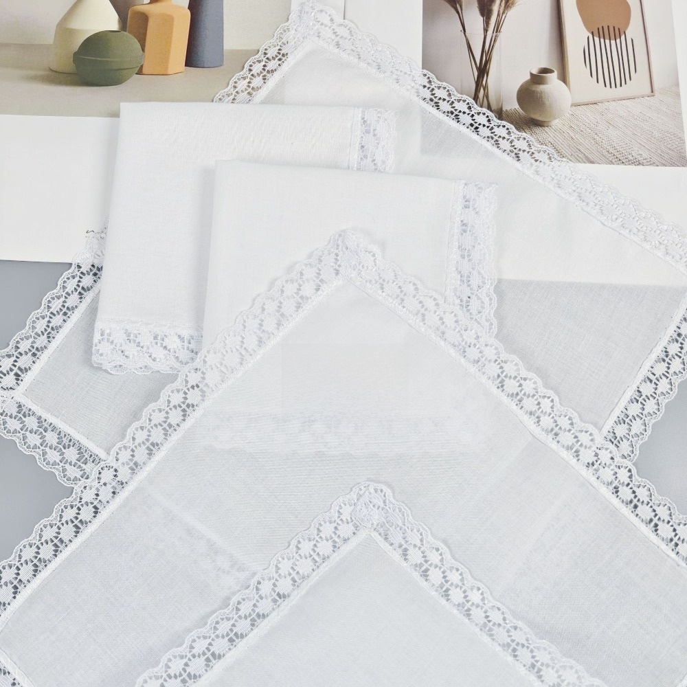 6Pcs New Pure White Lace Handk - đánh giá và giá Monogrammed Handkerchief