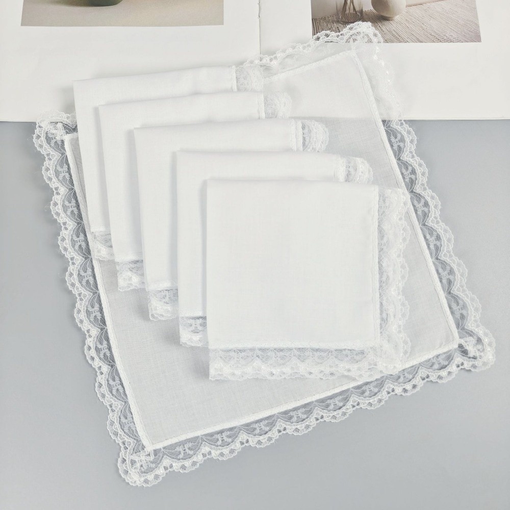 6Pcs New Pure White Lace Handk - đánh giá và giá Monogrammed Handkerchief
