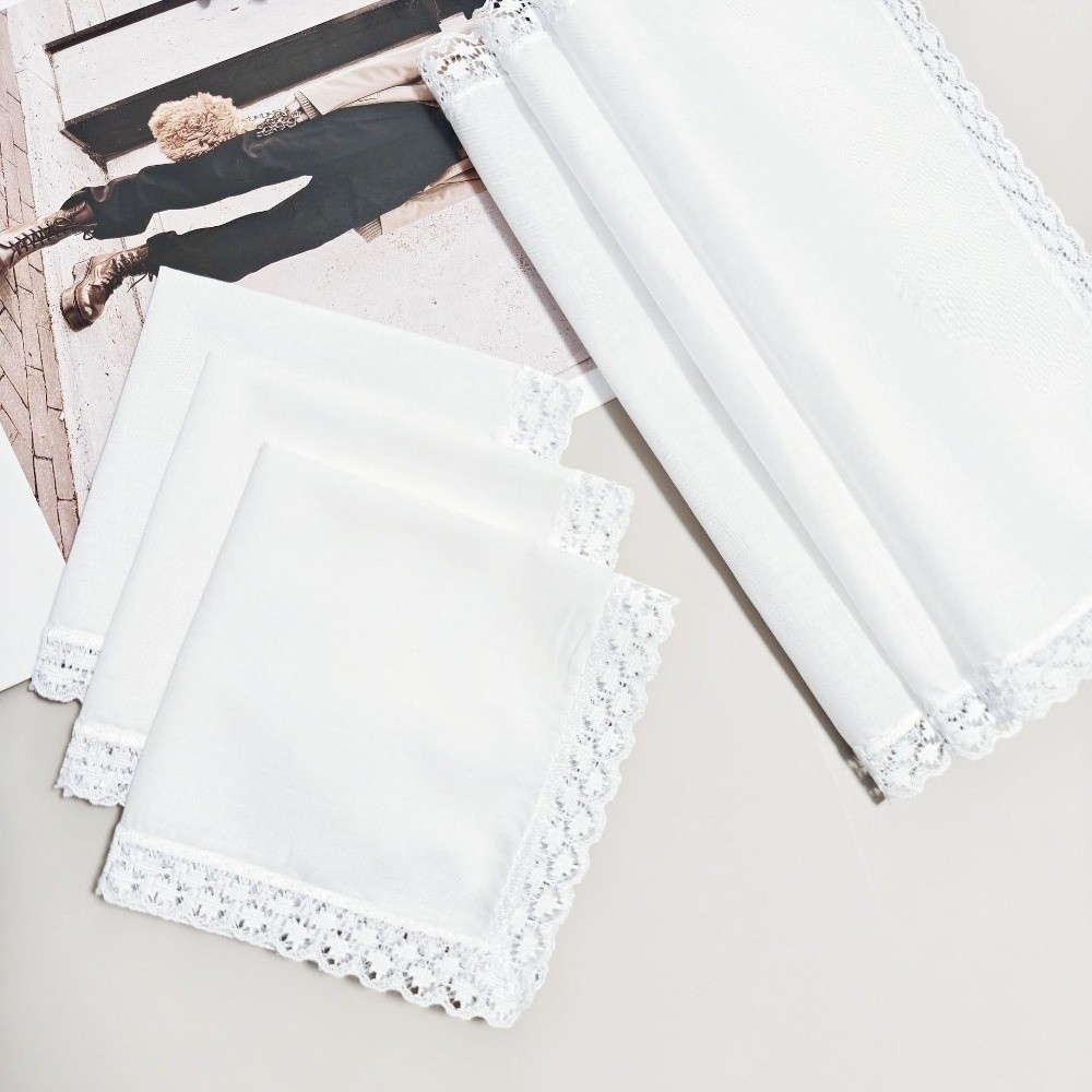 6Pcs New Pure White Lace Handk - đánh giá và giá Monogrammed Handkerchief