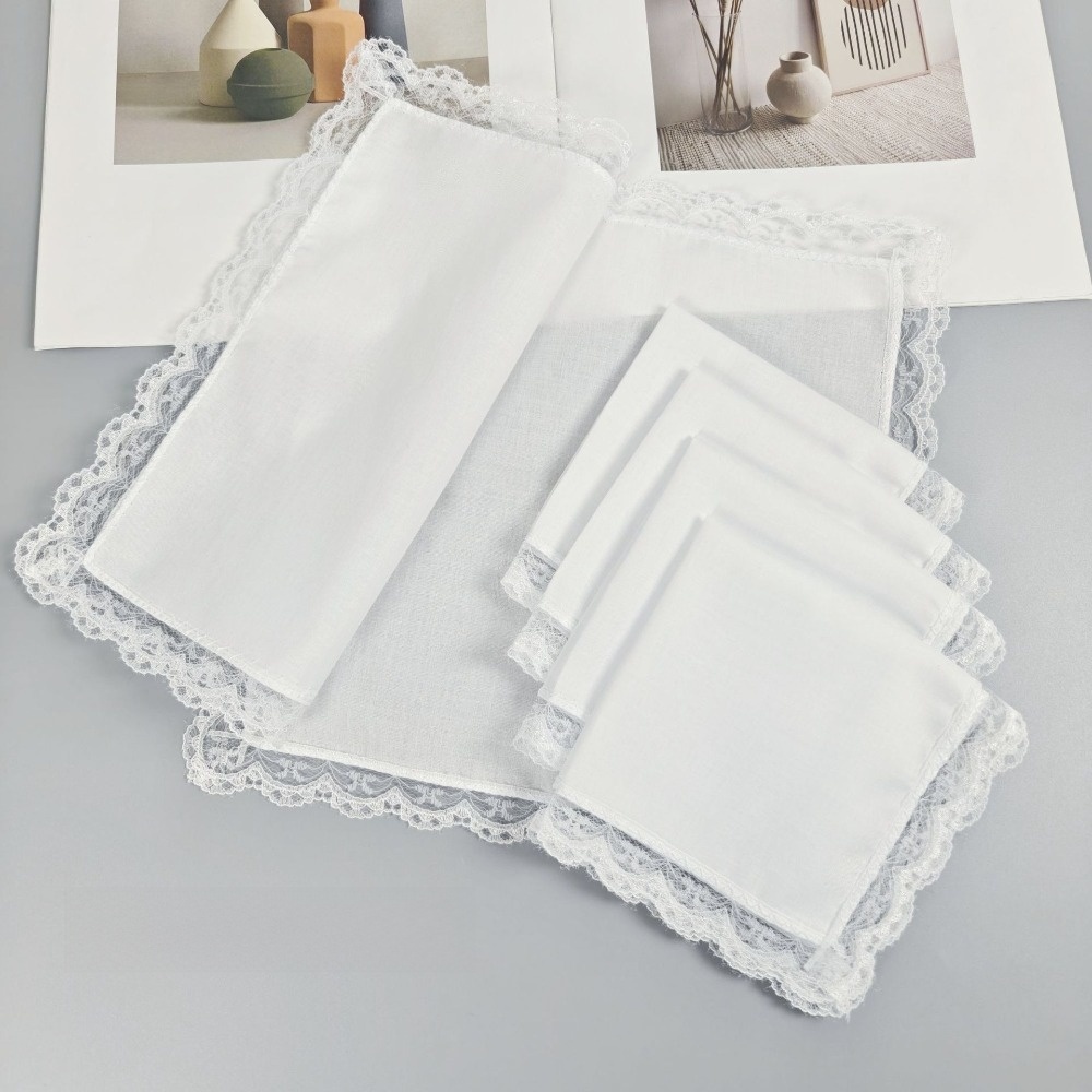 6Pcs New Pure White Lace Handk - đánh giá và giá Monogrammed Handkerchief