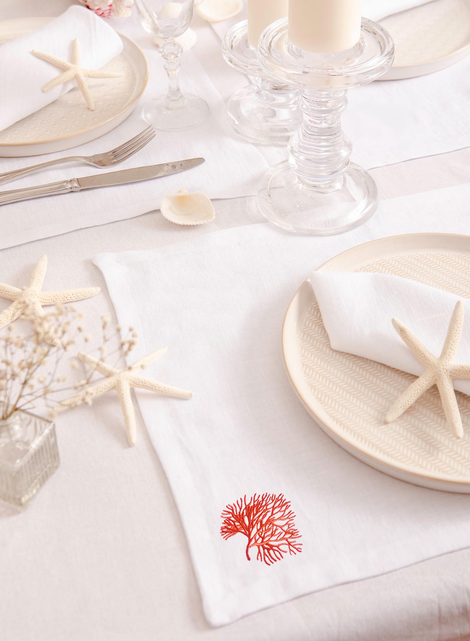 Nhiều Màu San Hô Thêu Khăn Ăn, - đánh giá và giá Monogrammed Handkerchief