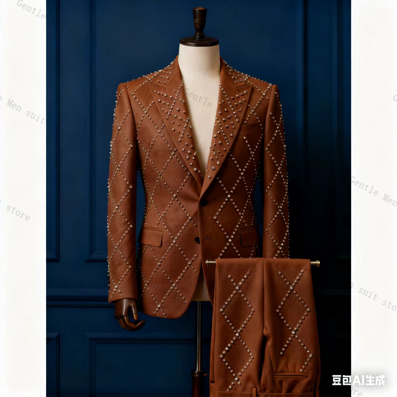 Pink Men Suit Set 2 Piece Ston - đánh giá và giá Men Formal Wear Pink